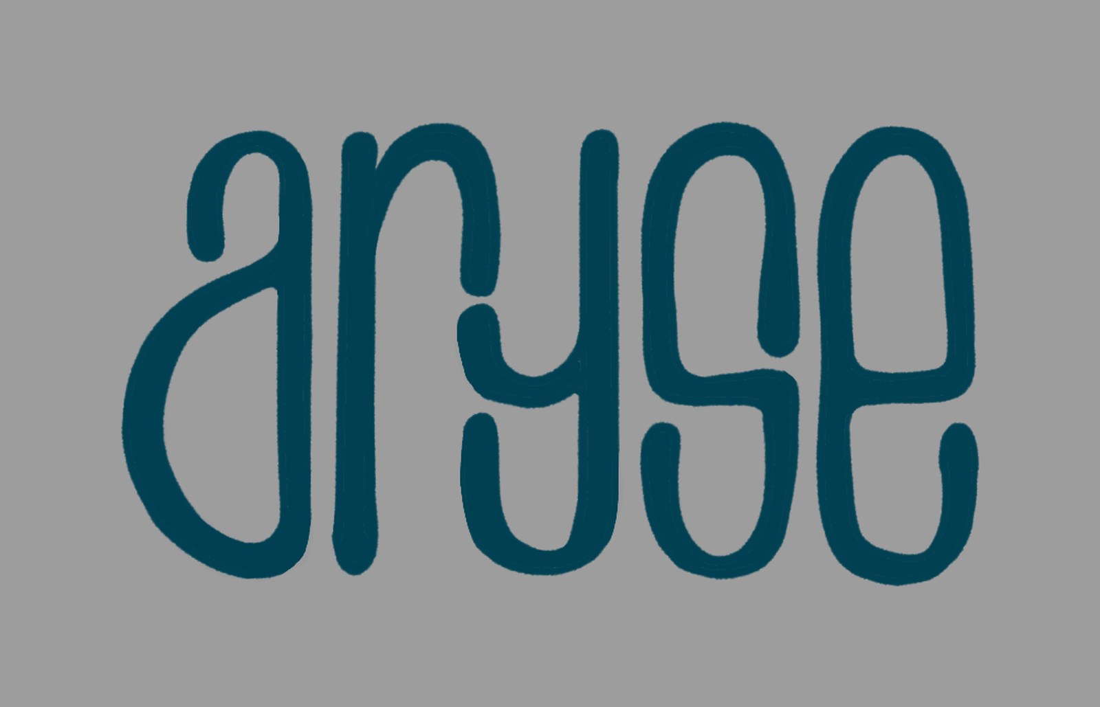 The redrawn wordmark in dark teal on grey, with round terminals and a subtle contrast between thick uprights and thinner tops.